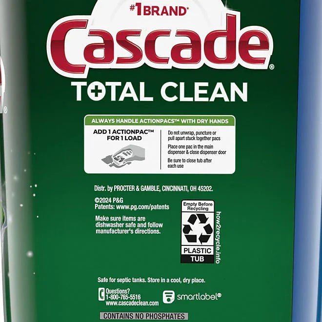 Cascade Total Clean Dishwasher Detergent Fresh 95 Pcs