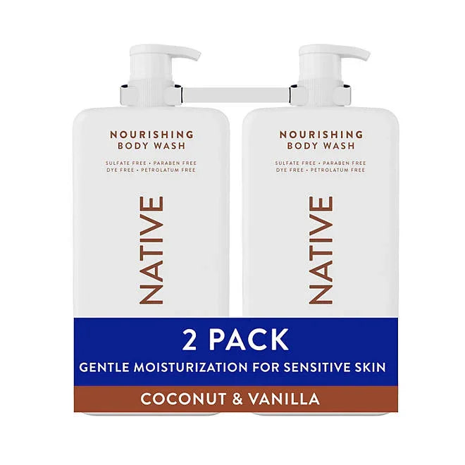 Native Nourishing Body Wash, Coconut & Vanilla, 2 pk.