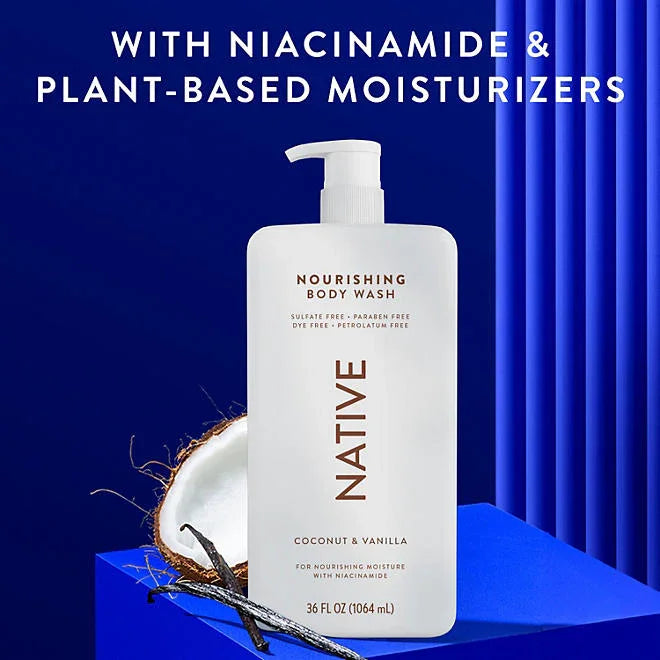 Native Nourishing Body Wash, Coconut & Vanilla,  2 pk.