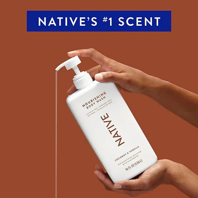 Native Nourishing Body Wash, Coconut & Vanilla,  2 pk.