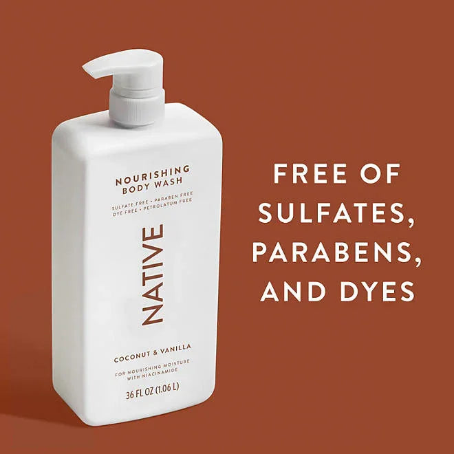 Native Nourishing Body Wash, Coconut & Vanilla,  2 pk.