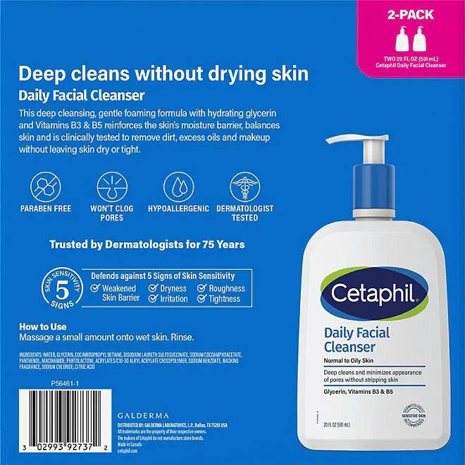 Cetaphil Daily Facial Cleanser (20 oz., 2 pk.)