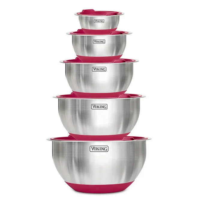 Viking 10-Piece Stainless Steel Mixing Bowl Set, Stackable with Lids