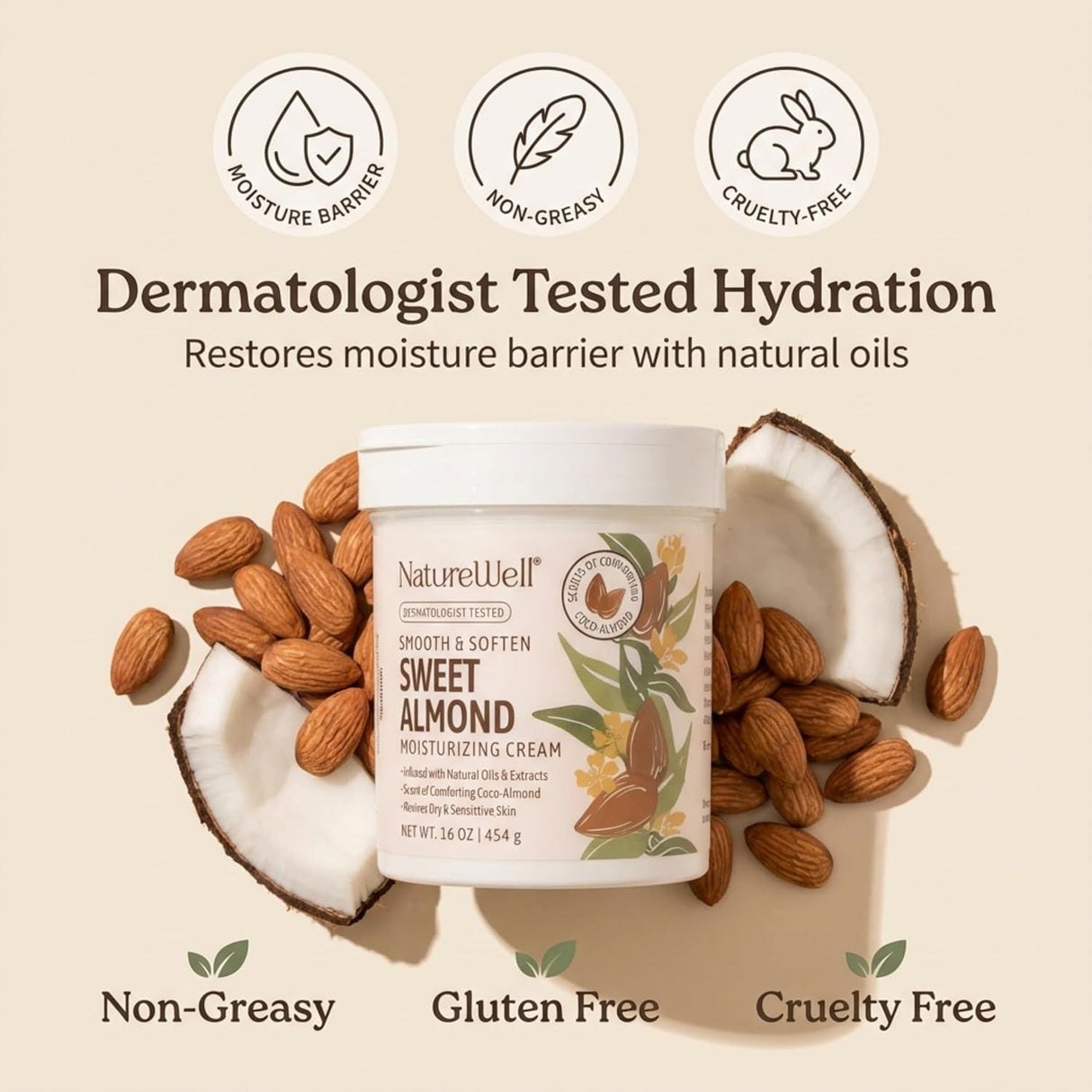Hydrating Body Cream Kenya -NATURE WELL Sweet Almond Moisturizing Cream