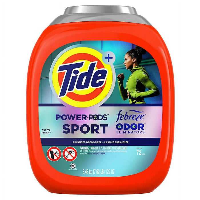 Tide Power PODS Febreze Odor Eliminator Sport HE Laundry Detergent, 72 pacs