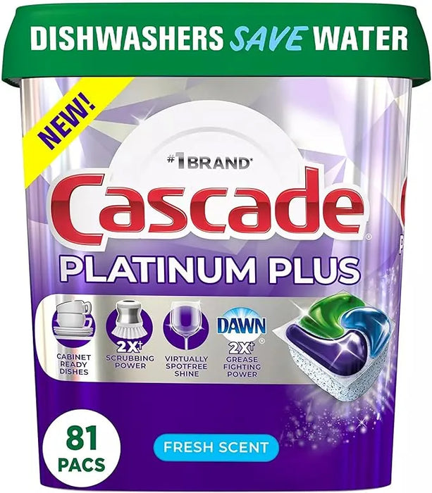 Cascade Platinum Plus ActionPacs Dishwasher Detergent Pacs
