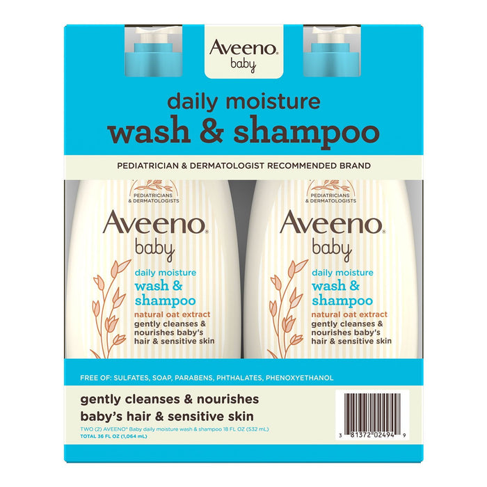 Aveeno Baby Daily Moisture Wash & Shampoo (2pk deal)