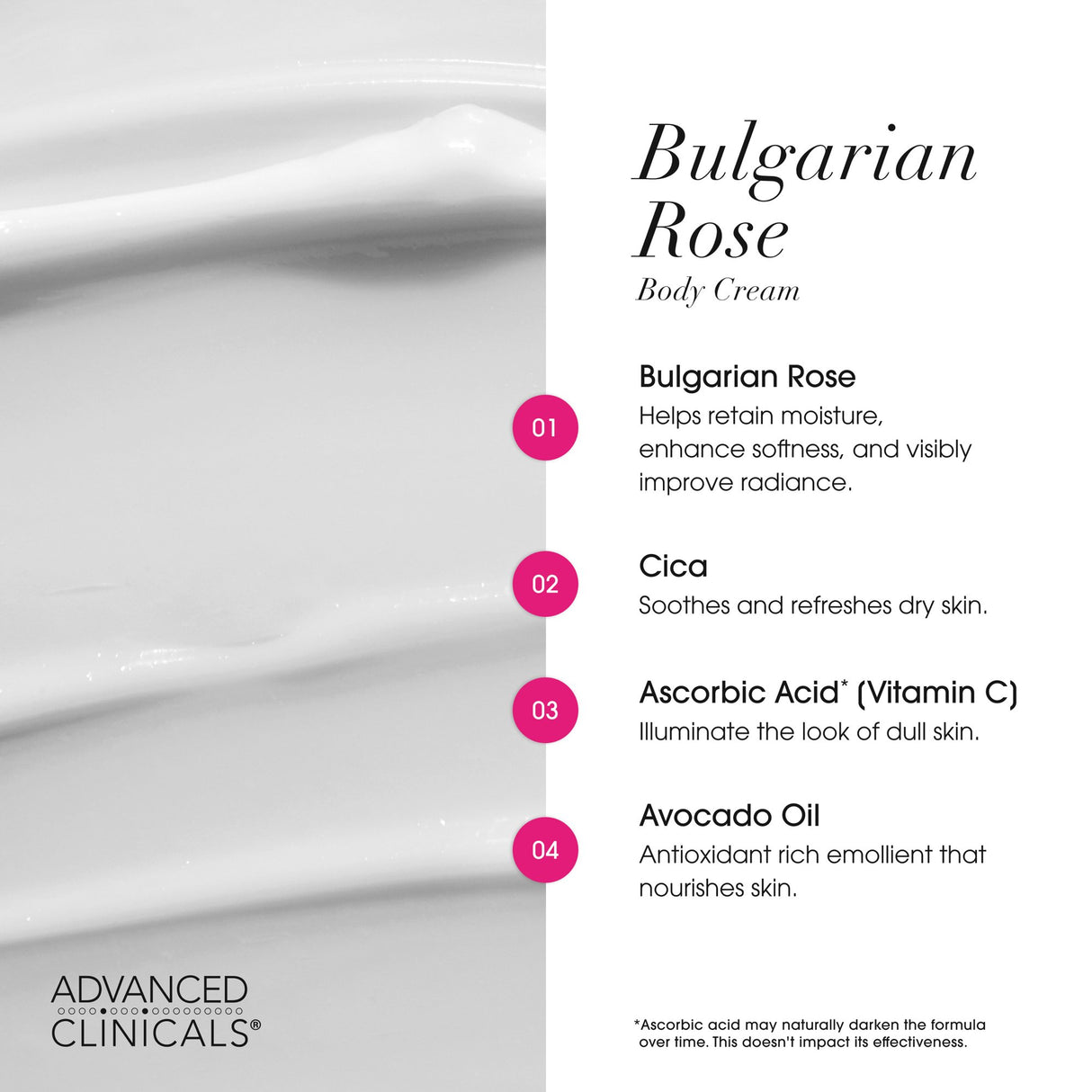 Anti Aging Moisturizing Body Cream -Advanced Clinicals Bulgarian Rose
