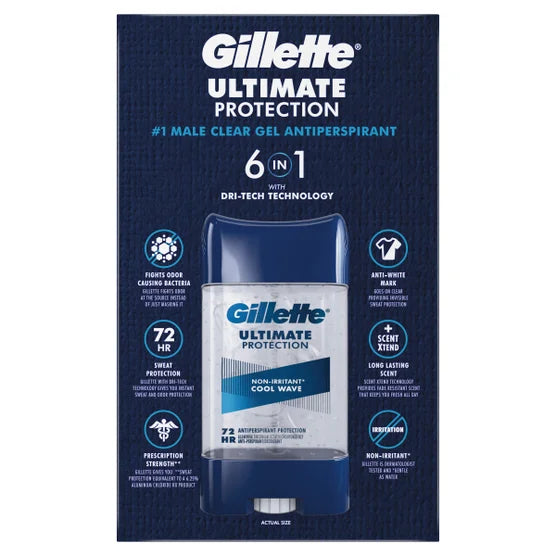 Gillette Ultimate Protection 2X Antiperspirant (Non-Irritant), 5-pack