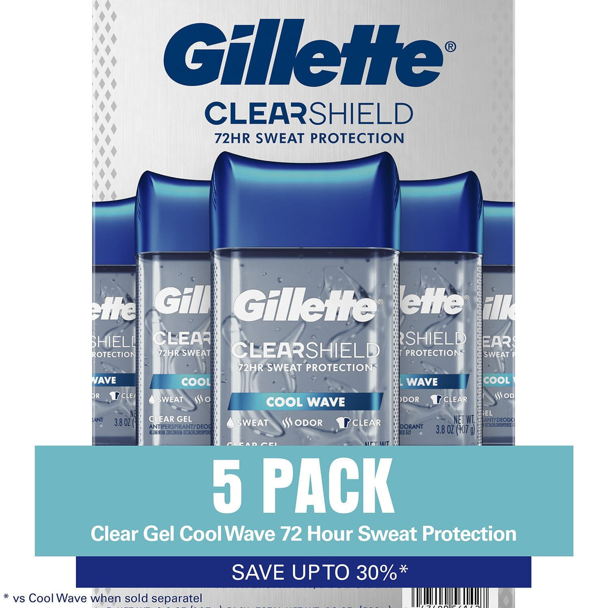 Men's Antiperspirant Deodorant in Kenya - Gillette Cool Wave Clear Gel, 5-Pack