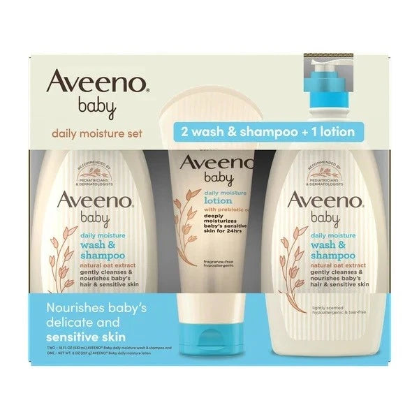 Aveeno Baby Moisture Set, 2 Wash & Shampoo + Lotion,