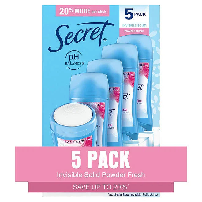 Secret Invisible Solid Deodorant 5 pack