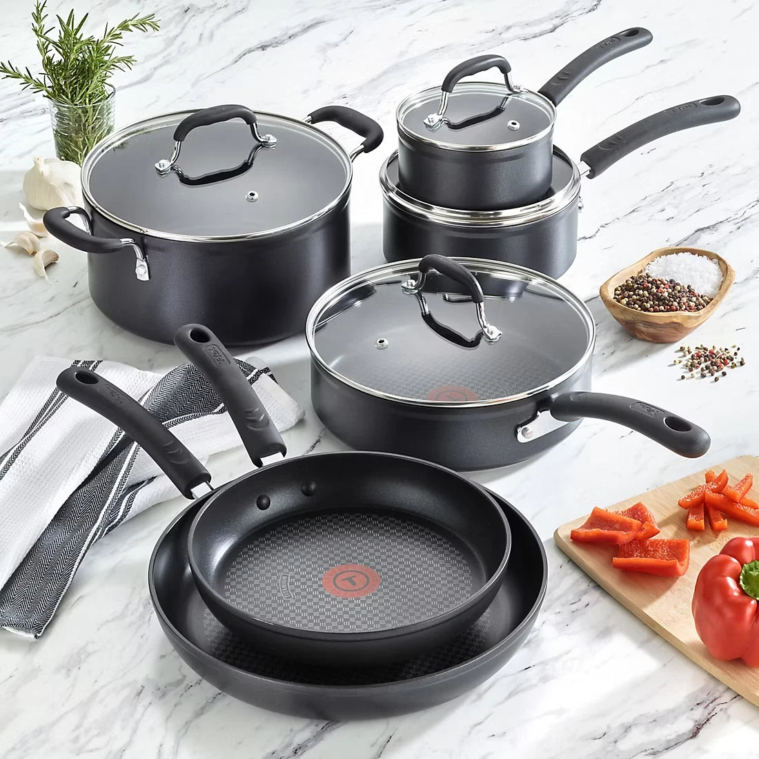 T-fal 10-Piece Forged Non-Stick Cookware Set