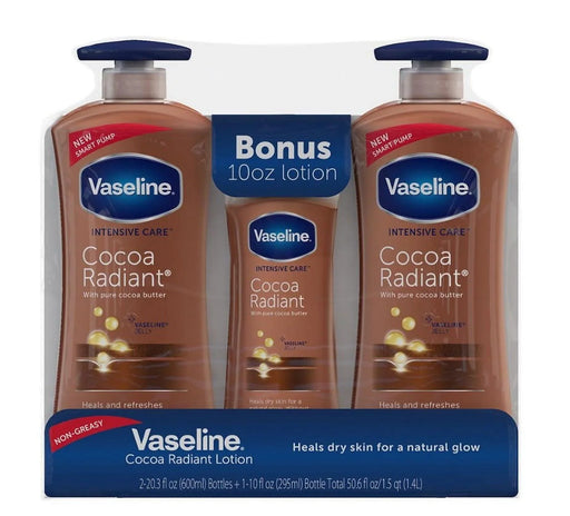 Vaseline Intensive Repair Cocoa Radiant Body Lotion, 2 pk./20.3 fl. oz. with Bonus Bottle, 10 oz. - ShopUSA - Kenya