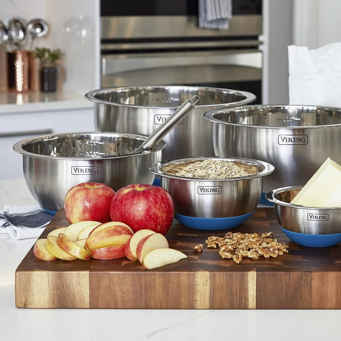 Viking 10-Piece Stainless Steel Mixing Bowl Set, Stackable with Lids - ShopUSA - Kenya