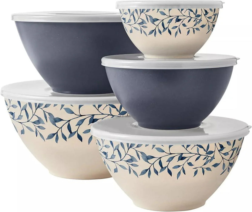 10-Piece Bamboo Melamine Mixing Bowls with Lids Set - ShopUSA - Kenya