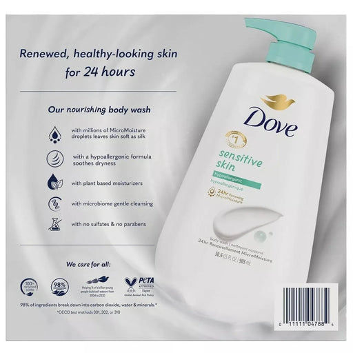 Dove Sensitive Skin Hypoallergenic Body Wash, 905ml (Pack of 2) - ShopUSA - Kenya