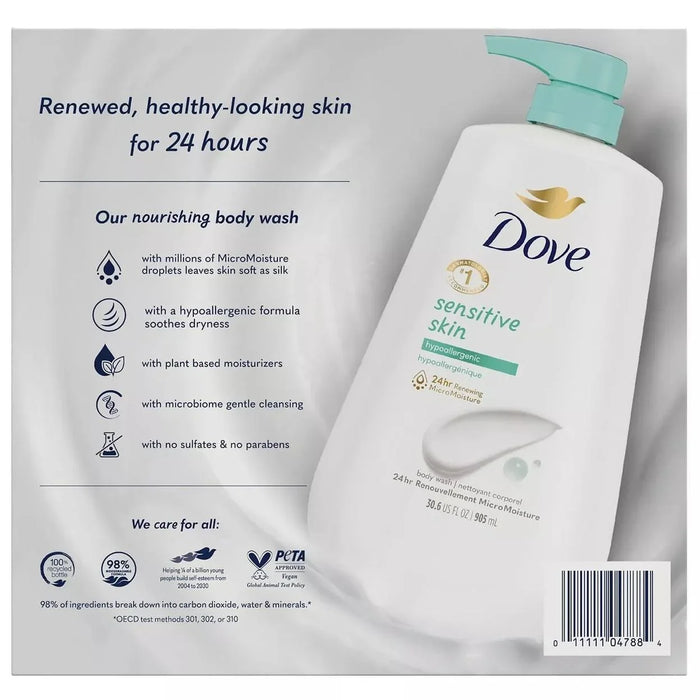 Dove Sensitive Skin Hypoallergenic Body Wash, 905ml (Pack of 2) - ShopUSA - Kenya