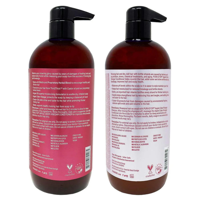 PURA D’OR Apple Cider Vinegar, Clarifying and Detoxing Shampoo & Conditioner - ShopUSA - Kenya