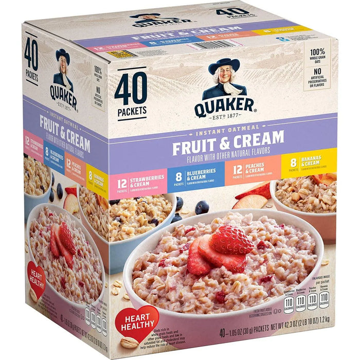 Quaker Instant Oatmeal Fruit & Cream, Variety Pack (40 Pk.) - ShopUSA - Kenya