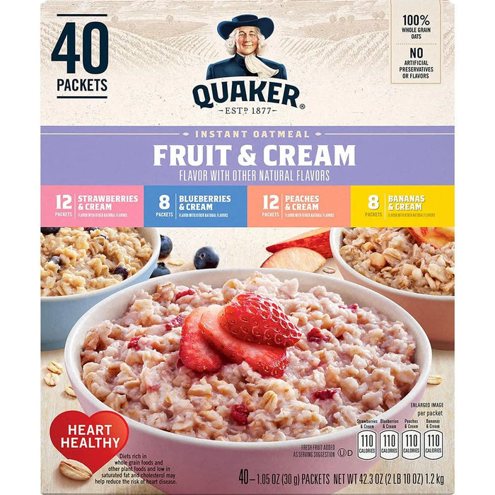 Quaker Instant Oatmeal Fruit & Cream, Variety Pack (40 Pk.) - ShopUSA - Kenya