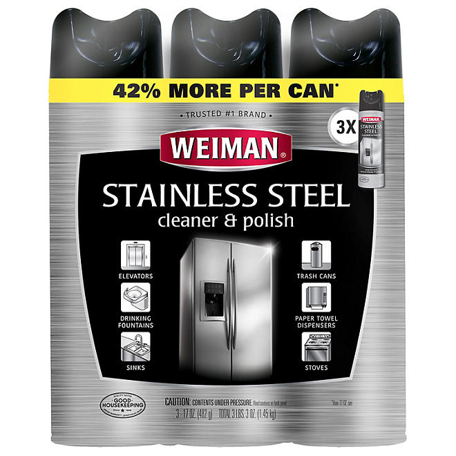 Weiman Stainless Steel Kitchen and Home Appliance Cleaner & Polish, 3 pk.