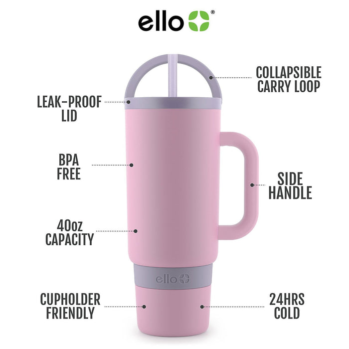 Ello Port Cup, Vacuum Insulated Stainless Steel , Travel Mug with Leak Proof Lid & Straw