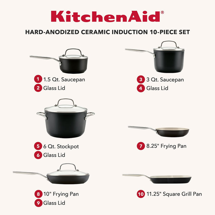 KitchenAid 10-piece Hard Anodized Ceramic Cookware Set