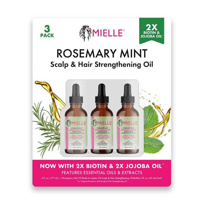 Mielle Rosemary Mint Scalp & Hair Strengthening Oil, 3 pk.