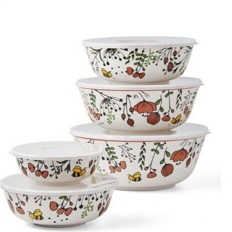 10-Piece Bamboo Melamine Mixing Bowls with Lids Set - ShopUSA - Kenya