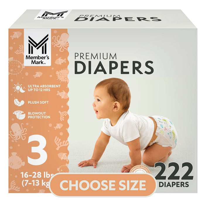 Size 3 Baby Diapers - Member's Mark Premium (222 Count)