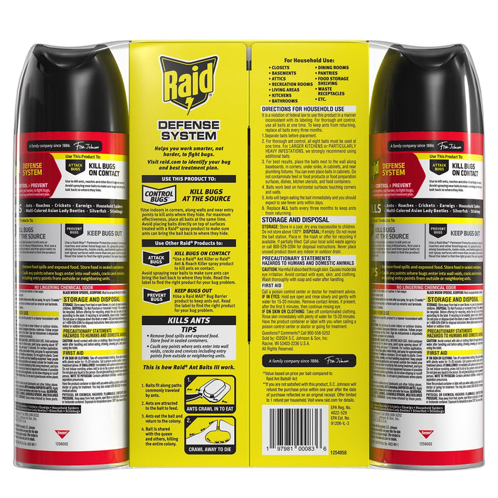 Raid Ant & Roach  Aerosol, 2pk with  Bait Trap