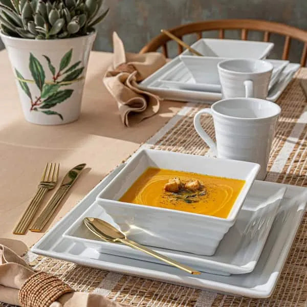 32 Piece White Porcelain Square Dinnerware Set - ShopUSA - Kenya
