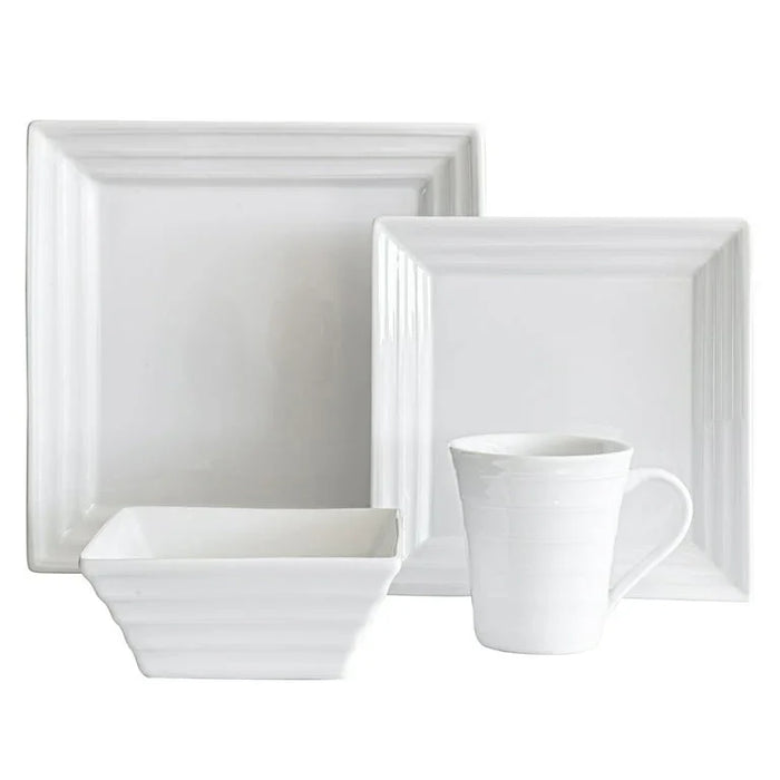 32 Piece White Porcelain Square Dinnerware Set - ShopUSA - Kenya