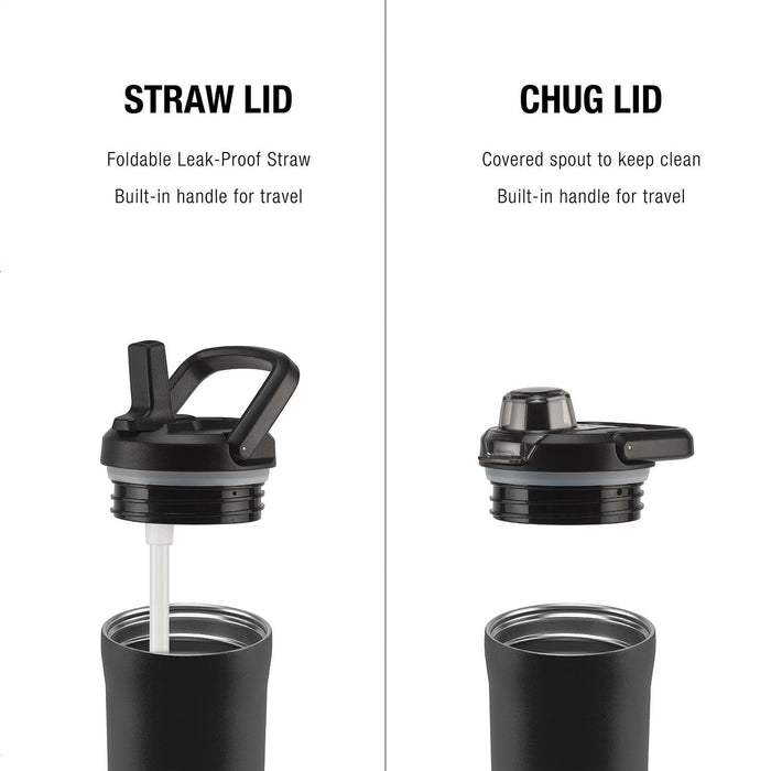 Zulu Stainless Steel Water Bottle with Lids., 2 Pack (Choose Color)