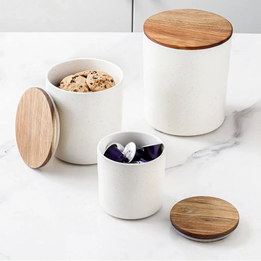 4-piece Canister With Acacia Wood Lid Set - ShopUSA - Kenya