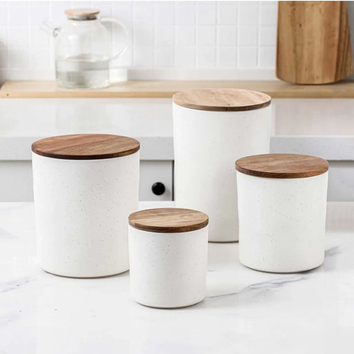 4-piece Canister With Acacia Wood Lid Set - ShopUSA - Kenya