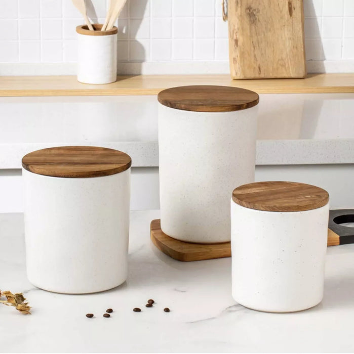 4-piece Canister With Acacia Wood Lid Set - ShopUSA - Kenya