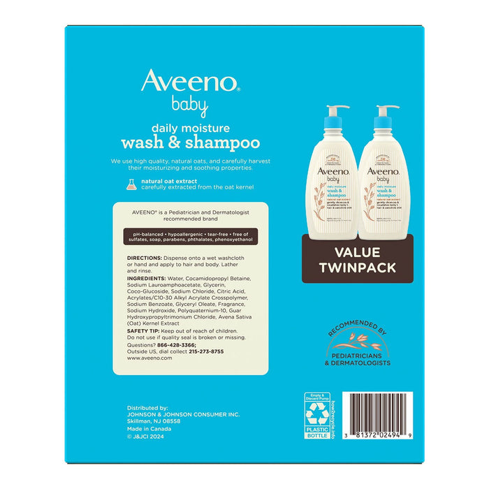 Aveeno Baby Daily Moisture Wash & Shampoo (2pk deal)