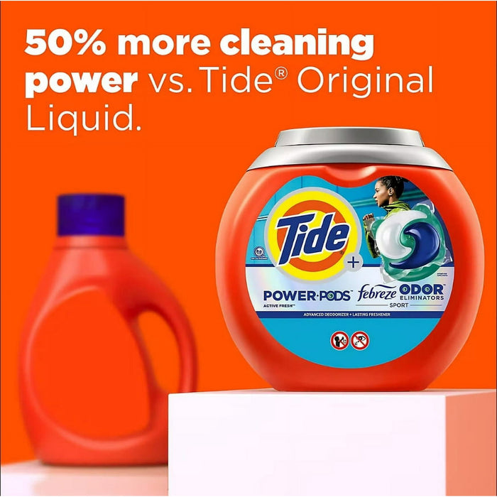 Tide Power PODS Febreze Odor Eliminator Sport HE Laundry Detergent, 72 pacs