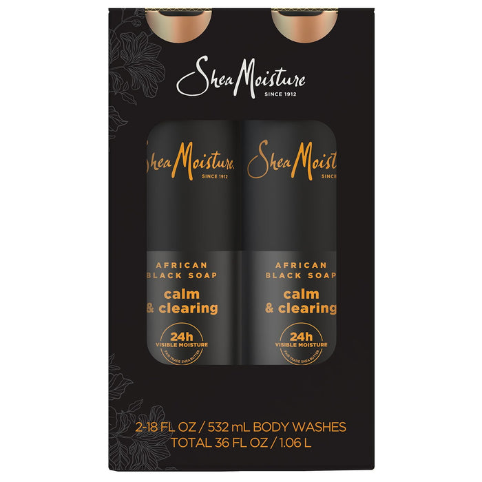 Shea Moisture African Black Soap  Body Wash, 2pk.