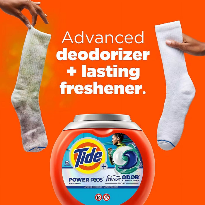 Tide Power PODS Febreze Odor Eliminator Sport HE Laundry Detergent, 72 pacs