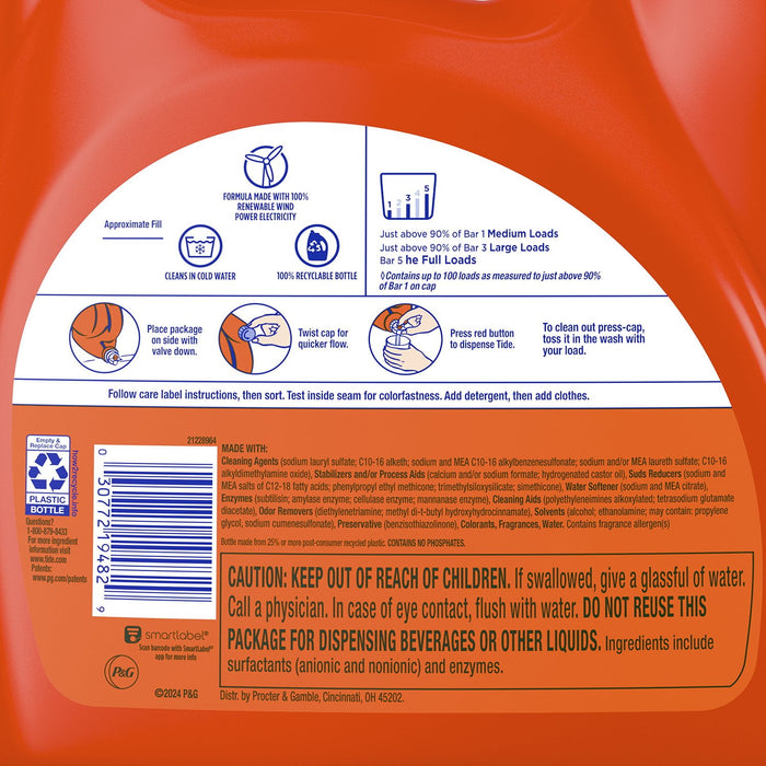 Tide with Downy Liquid Laundry Detergent, April Fresh,  (100 Loads)