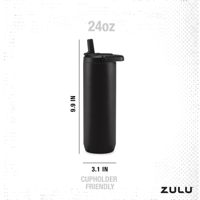 Zulu Stainless Steel Water Bottle with Lids., 2 Pack (Choose Color)