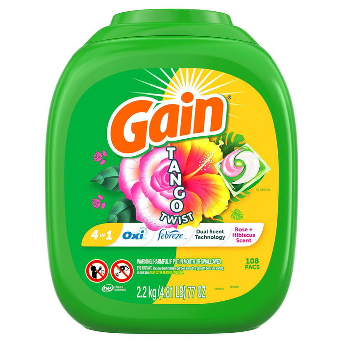 Gain Flings Tango Twist Laundry Detergent Pacs 108 ct.