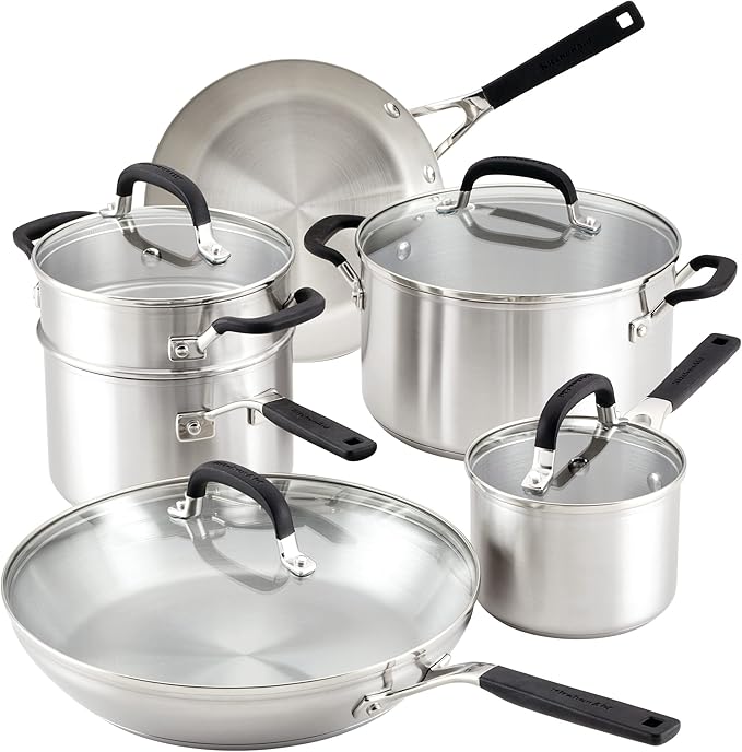 KitchenAid Stainless Steel 10-Piece Cookware Set,