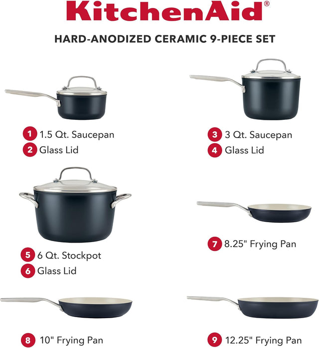 KitchenAid 10-piece Hard Anodized Ceramic Cookware Set (choose)