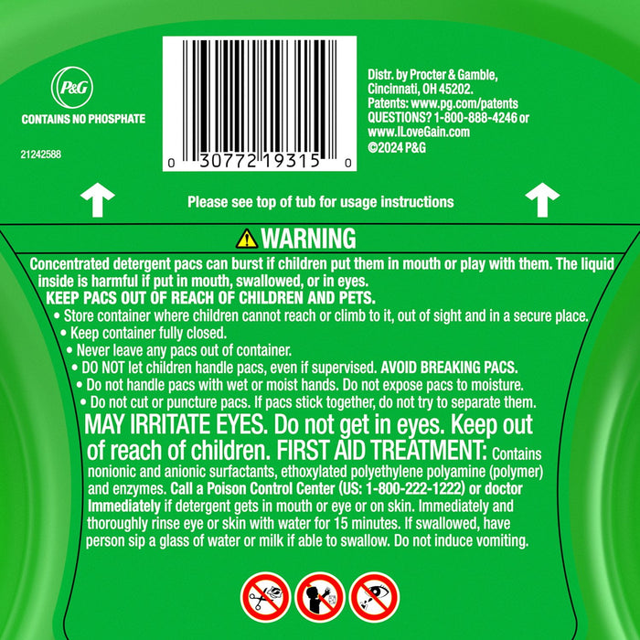 Gain Flings! Odor Defense Fresh Boost Laundry Detergent Pacs, 108 ct.