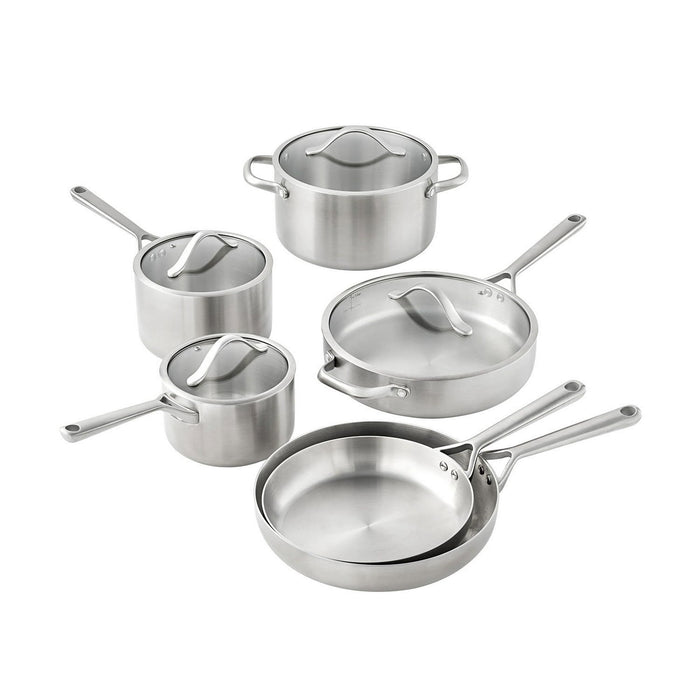 Member's Mark 10-Piece Modern Stainless Steel  Tri-ply Cookware Set,