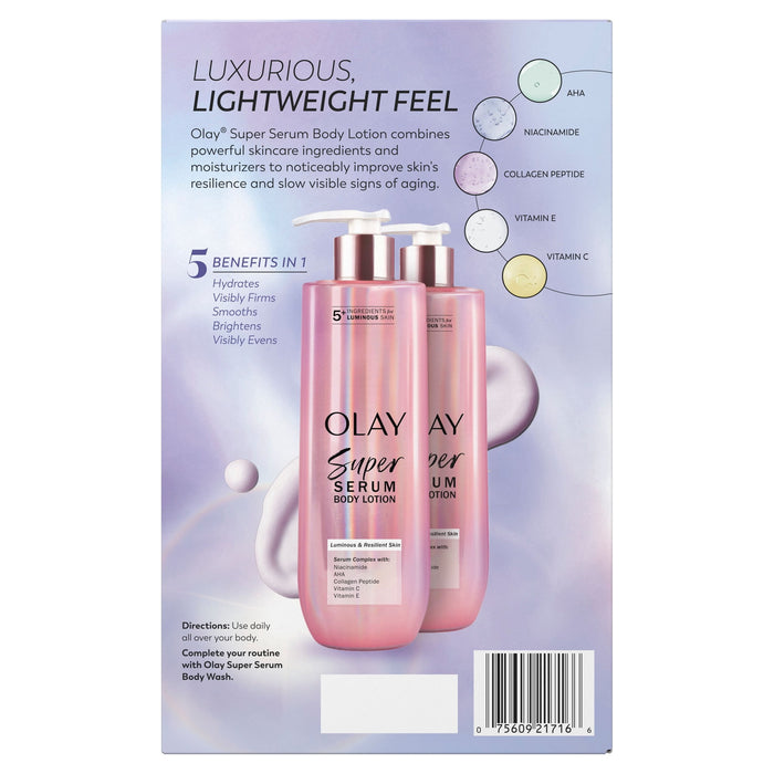 Olay Super Serum Hand & Body Lotion  , 24hr  Moisture (2 Pack)